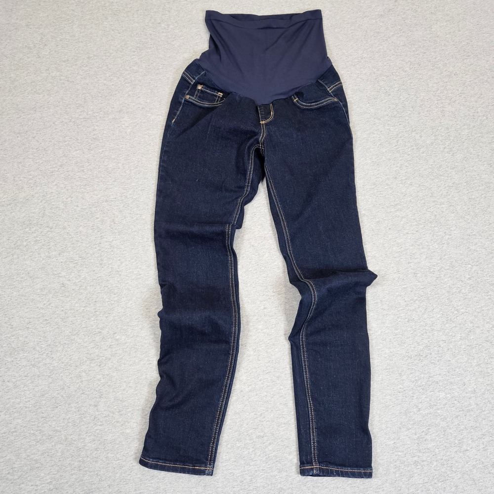 Indigo Blue Maternity Skinny Jeans Dark Wash Full Belly Panel Size Small